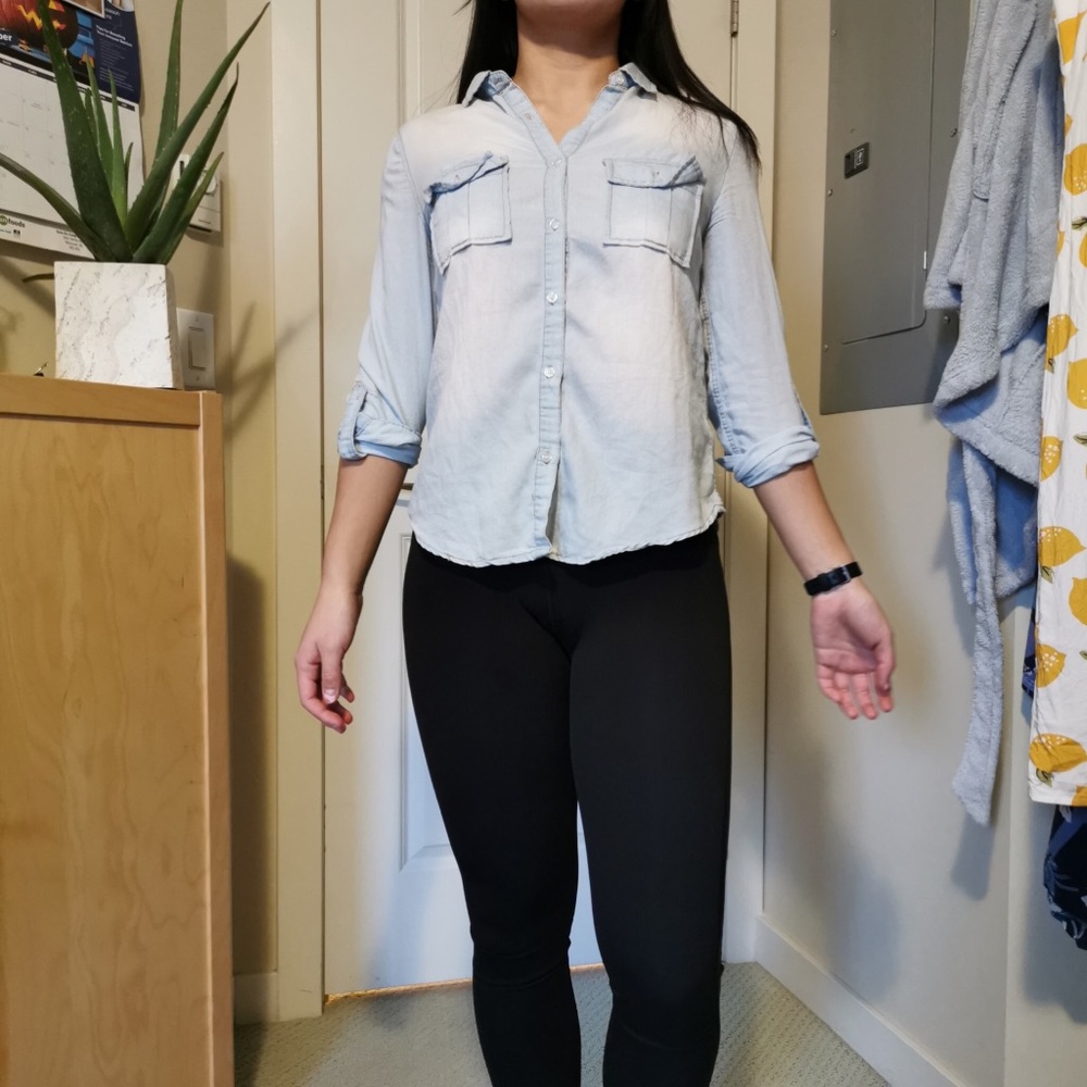 Cotton button up light wash pattern